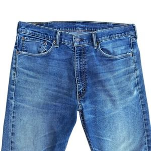 Levis Straight Leg Jeans Mens Whiskering Relaxed Fit Stretch 38x32